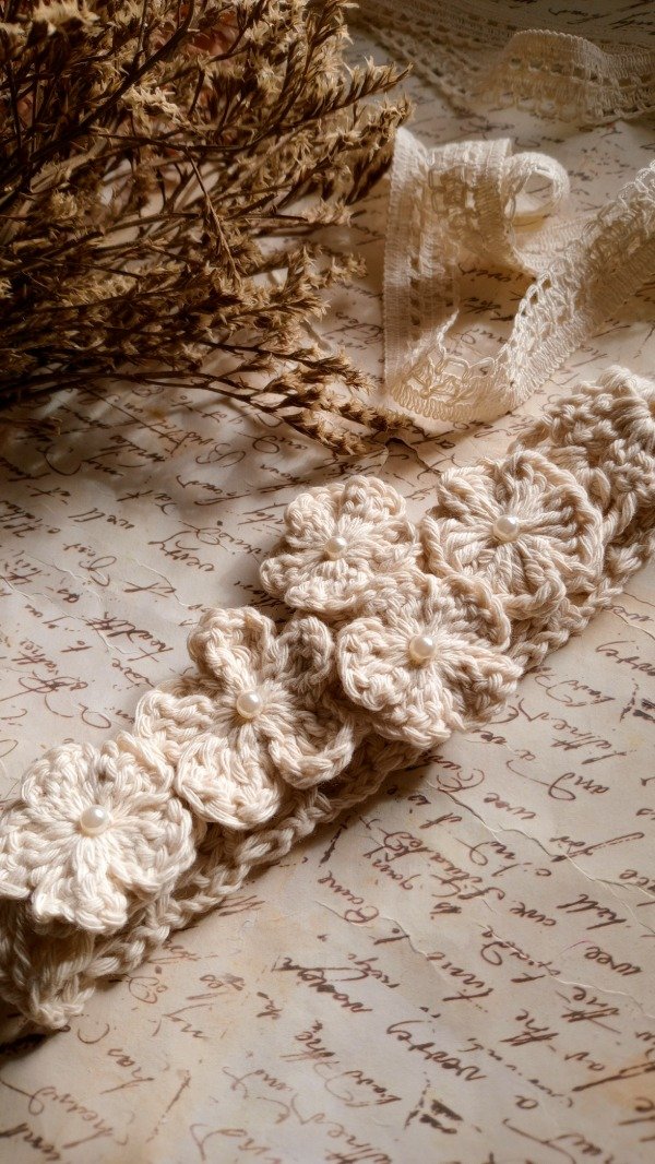 Producto - Vincha flores crochet