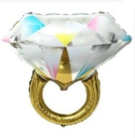 Producto - GLOBO METALIZADO FORMA ANILLO CON DIAMANTE 100 x 63,5cm APTO HELIO