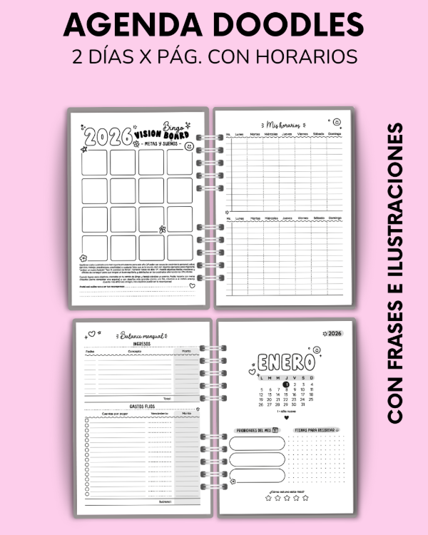 Producto - AGENDA DOODLES - 2 días por página sin horarios - 2