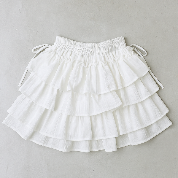 Producto - Pollerita volados blanca con moños