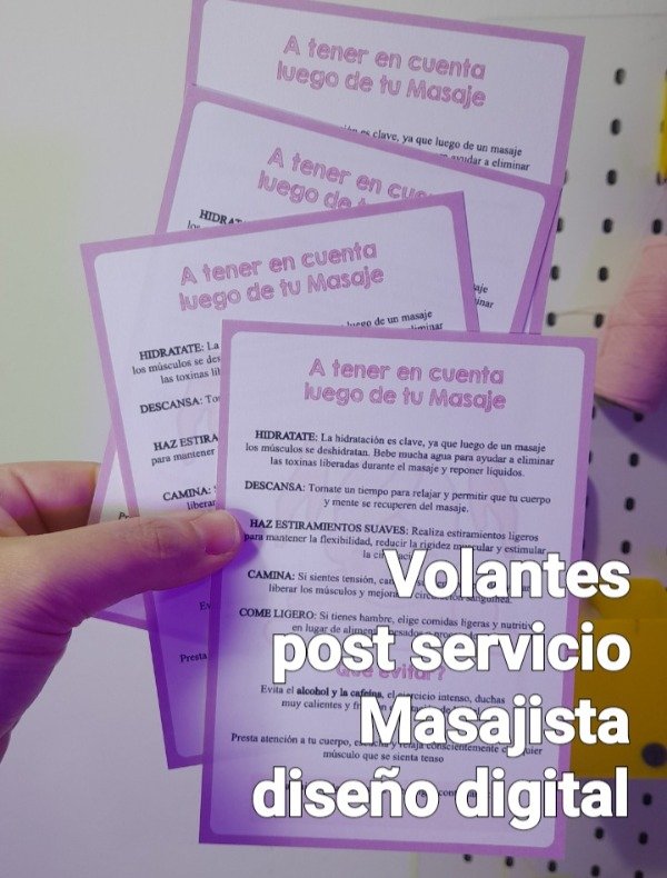 Producto - Volantes post servicio Masajista diseño digital