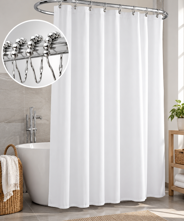 Producto - Cortina de Lino con ganchos 1.80 x 1.80 blanca - 0