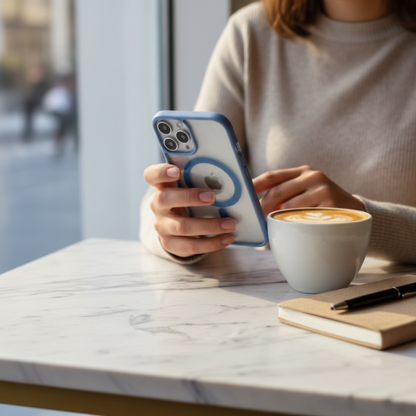 Producto - Clear magsafe borde celeste