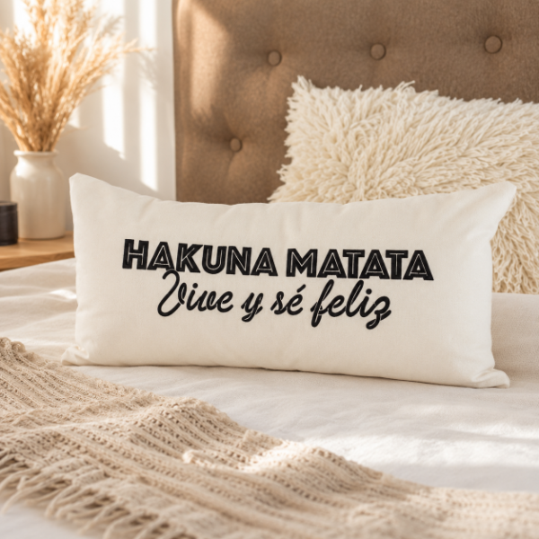 Producto - Almohadón Rústico Alargado 30x60cm Hakuna Matata
