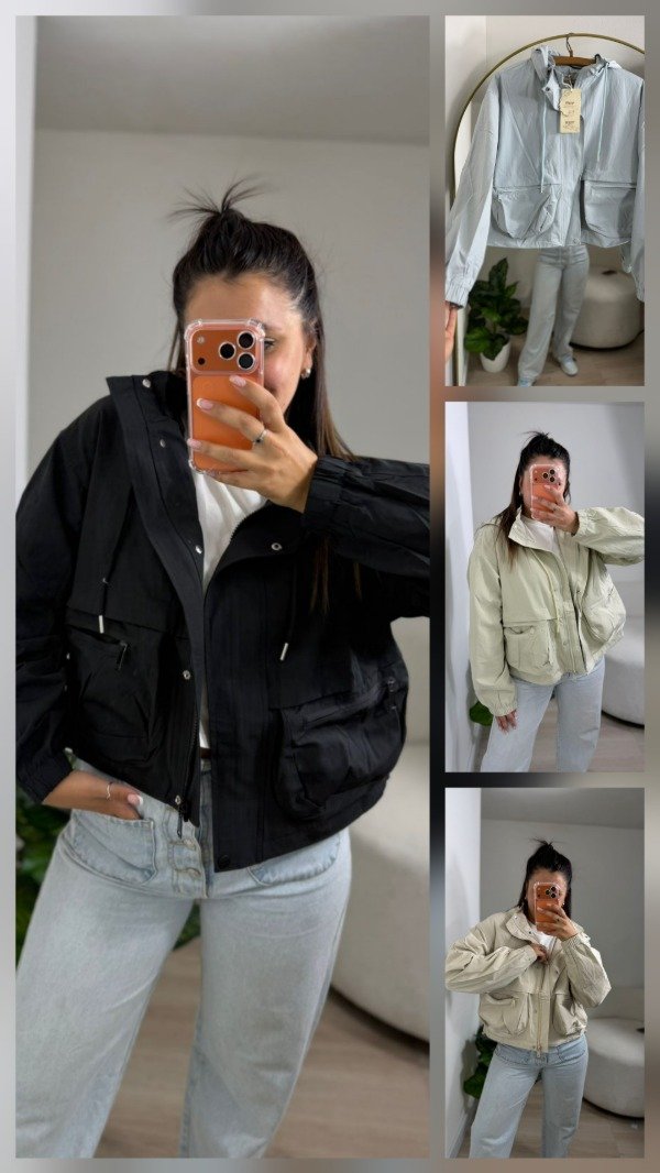 Producto - S12 Campera Rompeviento BOTÓN Importada Marca HHP