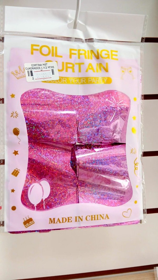 Producto - Cortina metalizada cuadrados 1x2mt