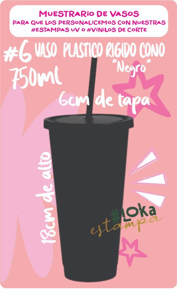 Producto - #6 Vaso Plástico Rígido Cono Negro x750ml