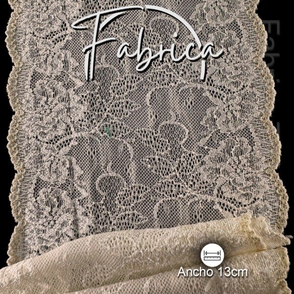 Producto - PS302 Puntilla Manteca. Medida: 13cm (por metro)