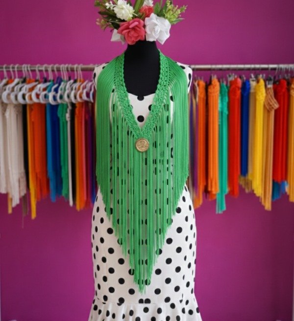 Producto - Tira De Flecos Para Escote Recta 100 Cm Verde Agua