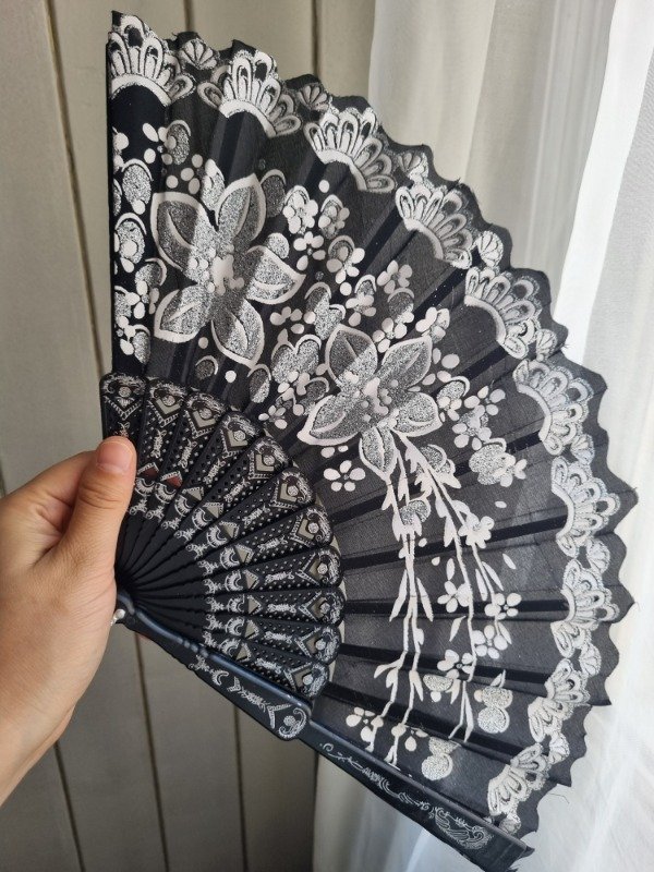 Producto - Abanico flores grandes negro