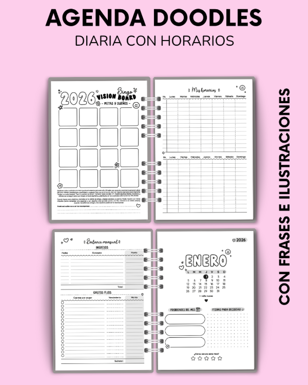 Producto - AGENDA DOODLES - Diaria con horarios - 2