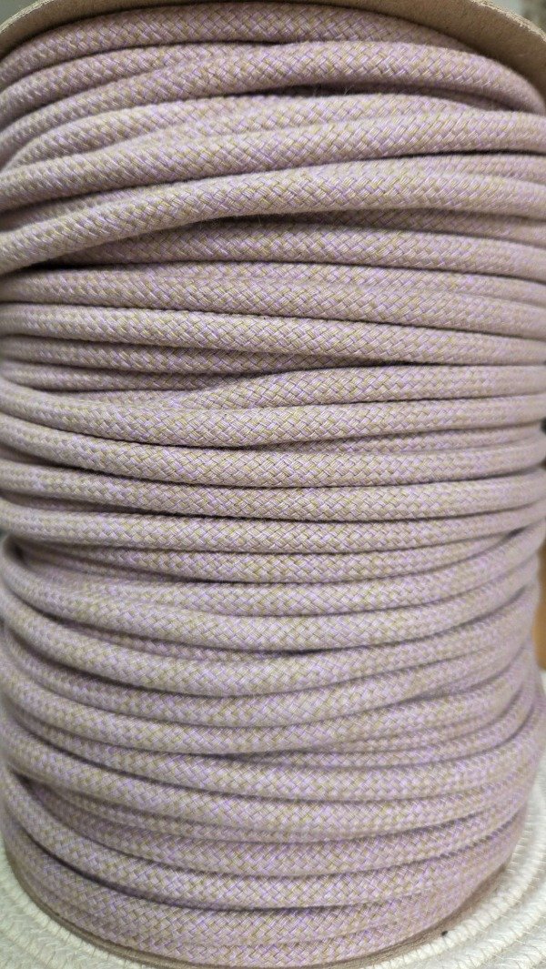 Producto - Cordon de algodón trenzado 6mm MELANGE SIMIL YUTE Y LILA - 0