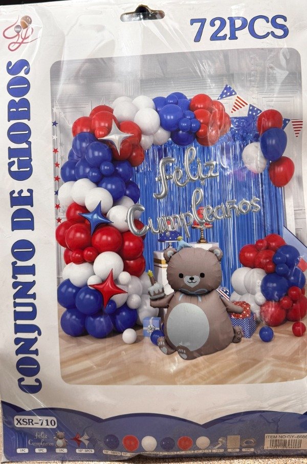 Producto - Kit de Globos Osito Azul 72pcs