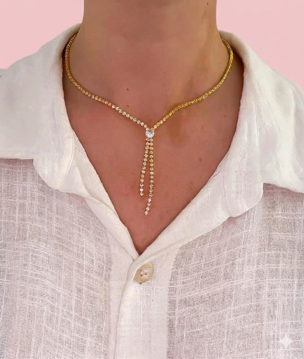 Producto - Corbatin dorado con strass
