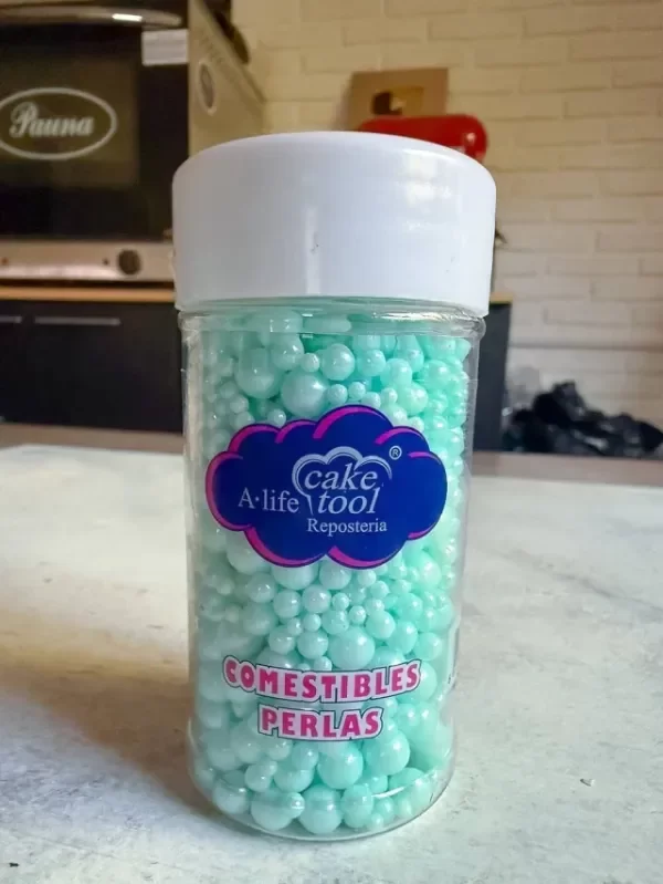 Producto - Frasco de perlas  verde agua