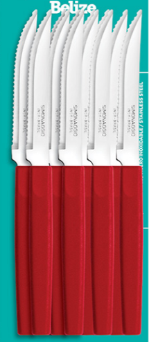 Producto - Cuchillos de mesa x 6 unidades mango de plástico Rojo