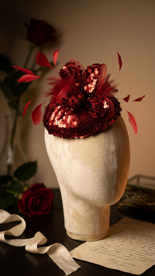 Producto - fascinator paillete Bordado en Rojo - 1