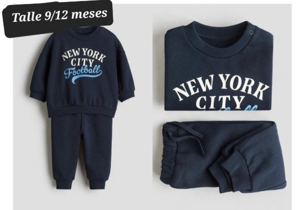 Producto - Conjunto buzo y pantalon con friza HyM talle  9/12 meses azul - 1