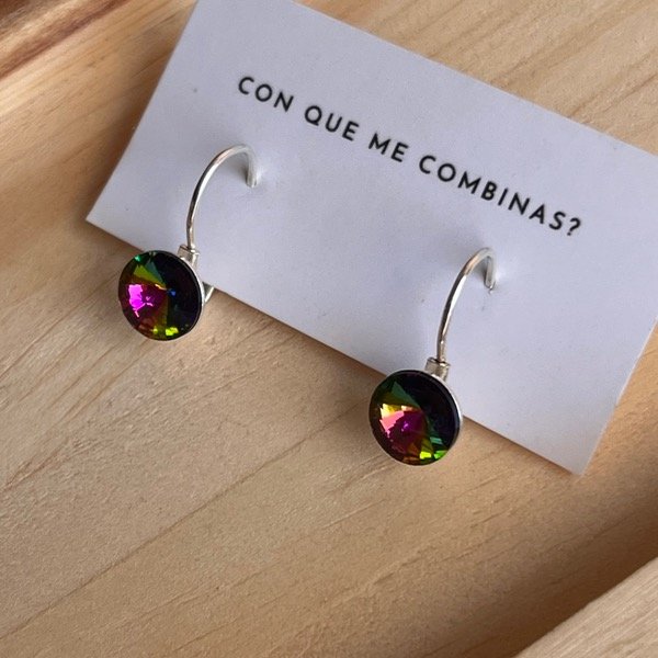 Producto - Aros brisura cristal tornasol (plata 925)