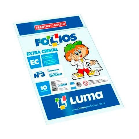 Producto - FOLIO ESCOLAR POLIPROPILENO EXTRA CRISTAL X10 UNIDADES LUMA