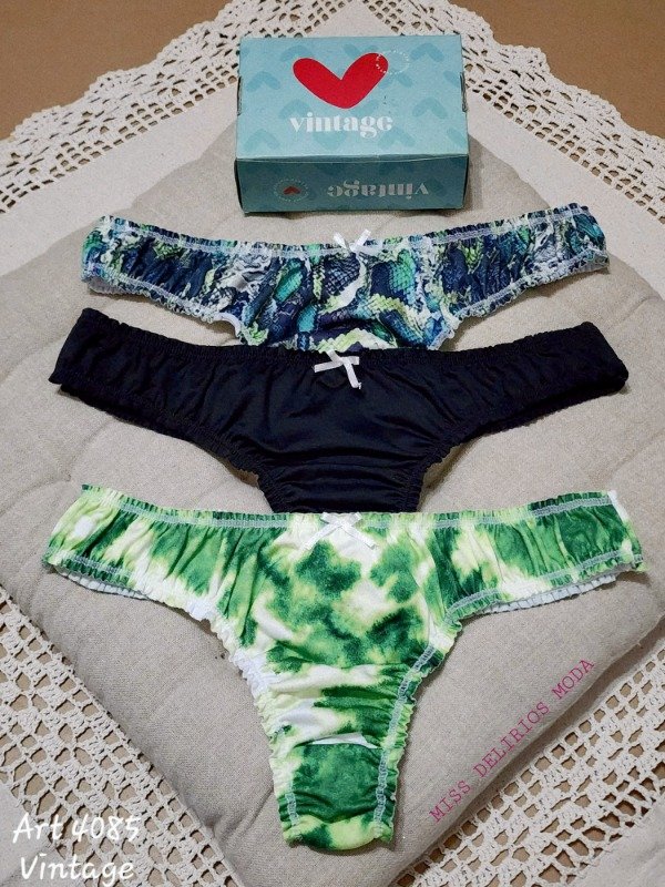 Producto - Pack X3 Bombachas Colaless Fruncidas Vintage 4085