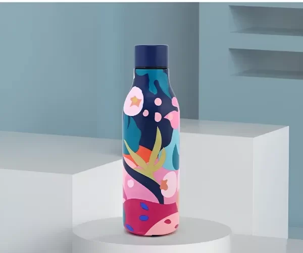 Producto - Botella mica acero inoxidable tramas azul!