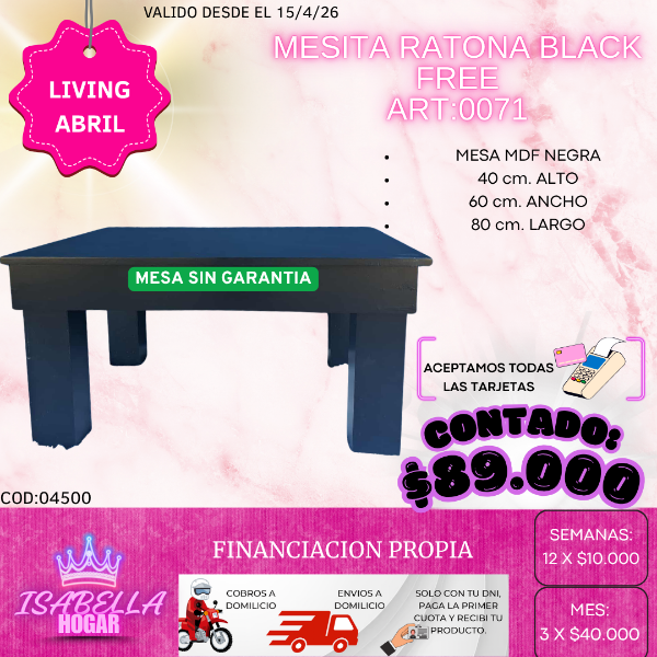 Producto - MESITA RATONA BLACK FREE COD:04500