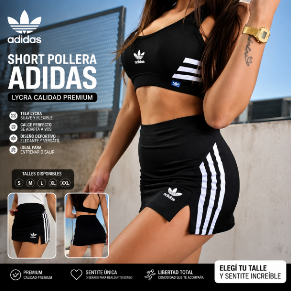 Producto - Short Pollera Adidas Negra Lycra Calidad Premium