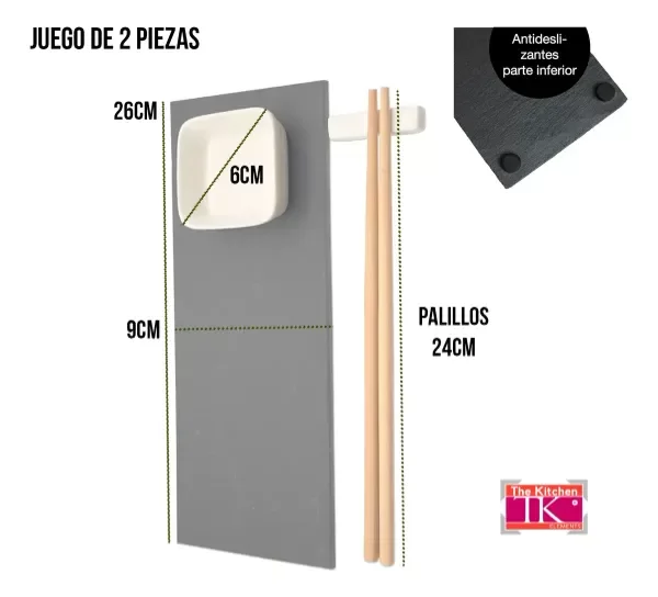 Producto - SET DE SUSHI PARA 2 PERSONAS PLATO DE PIEDRA 8PZ - 3