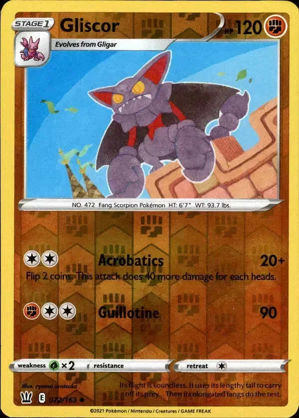 Producto - GLISCOR 072/163 BATTLE STYLES POKEMON - IN HAND (REVERSE HOLO, NM)