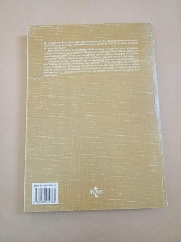 Producto - Manual de análisis económico del derecho - Hans Bernd Schäfer - Tecnos 1991 - 1