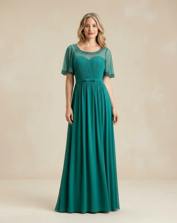 Producto - Vestido largo Madrinas con mangas Elegante