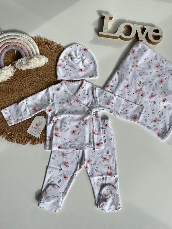 Producto - AJUAR 4 PIEZAS PIMA FLOREADO - COD 1161