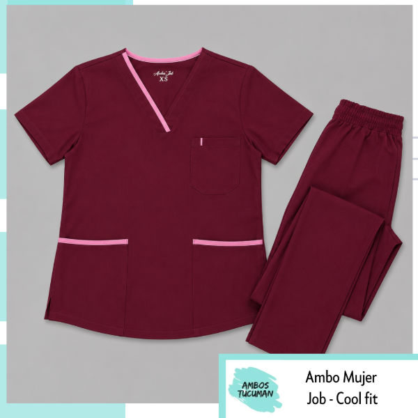 Producto - Ambo Job Bordo Detalle Rosa