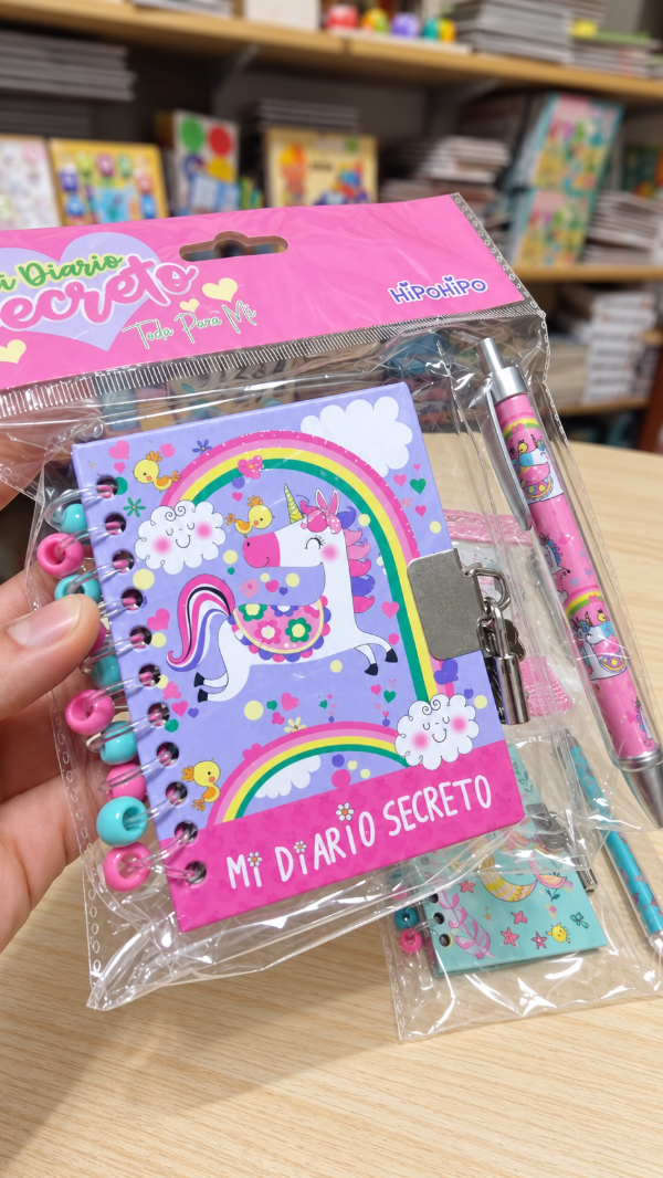 Producto - Diario intimo con candado y lapicera. Tapa dura. Tamaño hoja: 11cm x 8cm - 0
