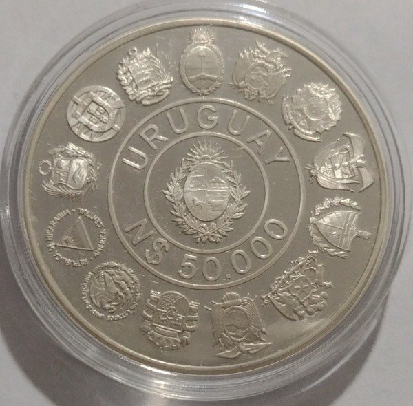 Producto - Uruguay 5.000 pesos 1991 km# 100 primera serie iberoamericana plata proof - 1