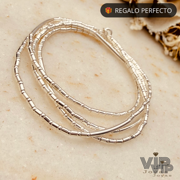 Producto - Pulsera Chilenita Tubos Plata 925 4 Vueltas