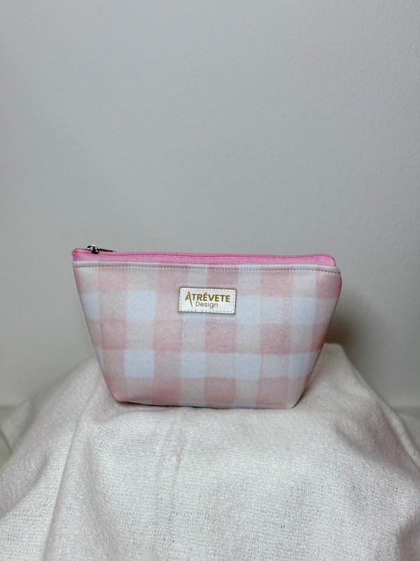 Producto - Mini Neceser Amelia - Cuadrille rosa claro