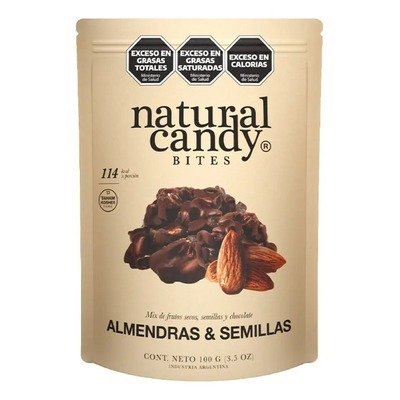 Producto - Almendras y Semillas bañadas Chocolate Negro 100g.