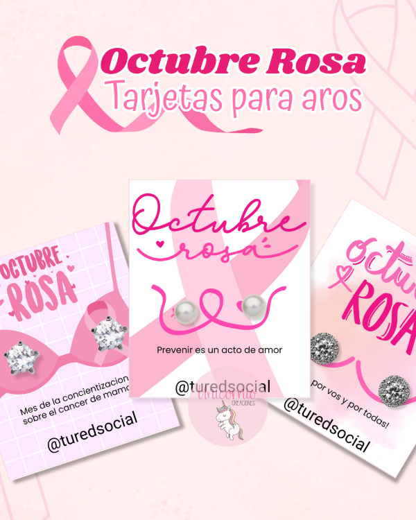 Producto - Octubre Rosa Tarjetas para aros x4