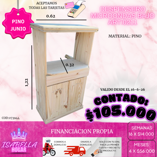 Producto - DESPENSERO MICROONDAS BAJO PINO