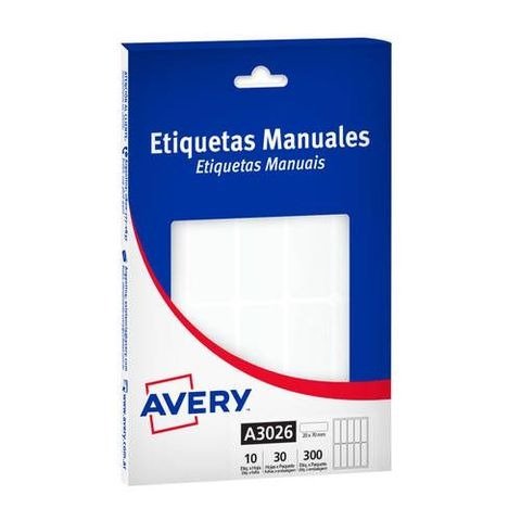 Producto - ETIQUETA AUTOADHESIVA BLANCA 20X70MM CAJA 10 UNIDADES X30 HOJAS AVERY