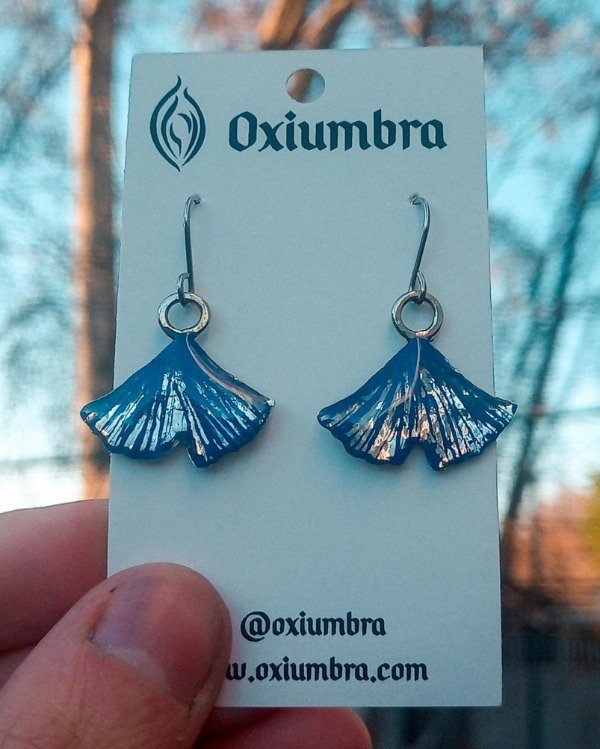 Producto - Aros Ginkgo Azul (alpaca)