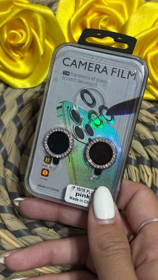 Producto - Protector cámara rosa strass - iPhone 16/16plus