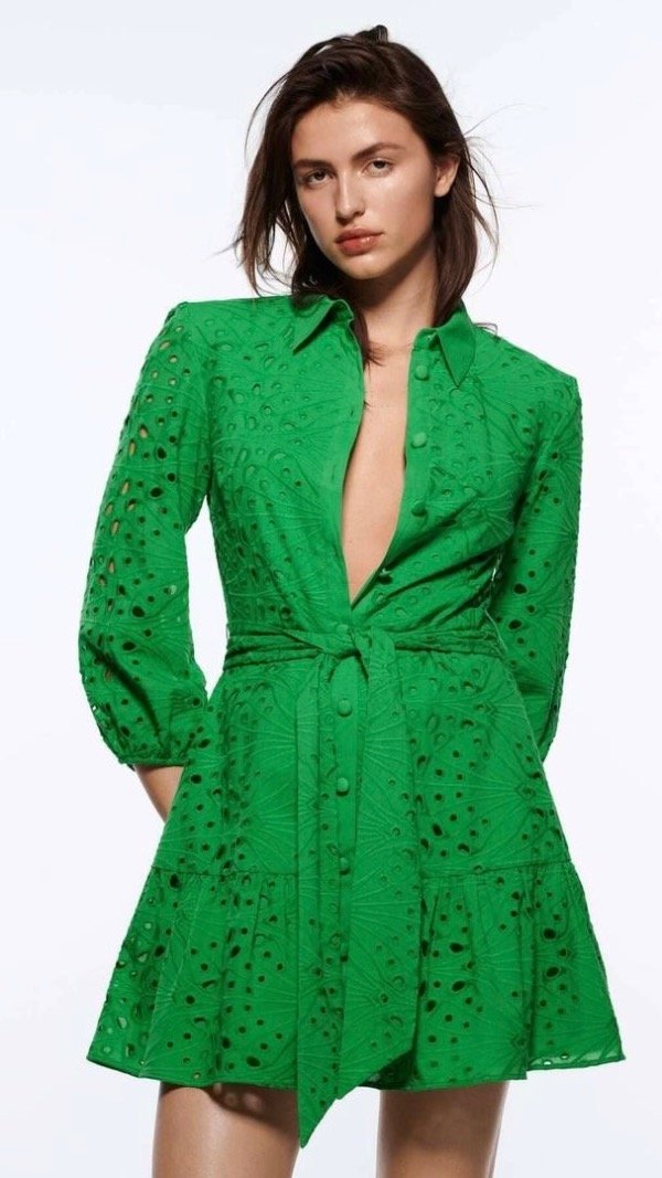Producto - Vestido calado con cinturón Zara TM - 0