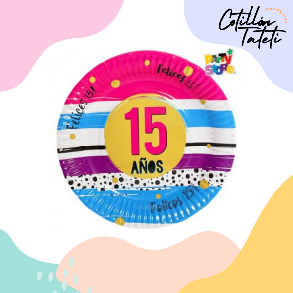 Producto - PLATO 15 AÑOS - 6 UNIDADES