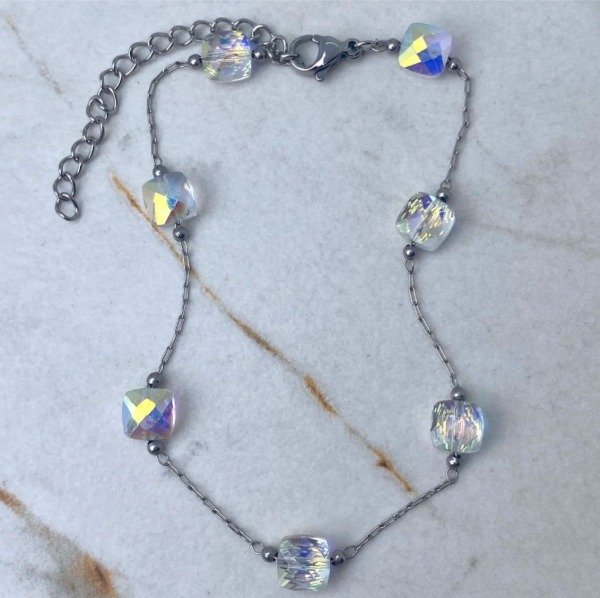 Producto - Pulsera acero quirúrgico - cristales tornasol