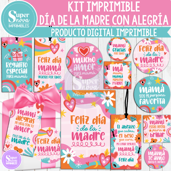 Producto - KIT IMPRIMIBLE DÍA DE LA MADRE CON ALEGRÍA