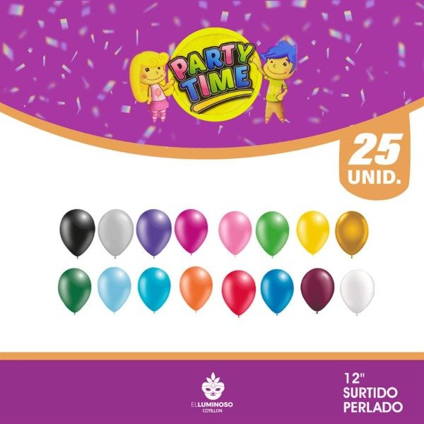 Producto - GLOBO PARTY TIME PERLADO 12" (ELEGIR PRODUCTO)
