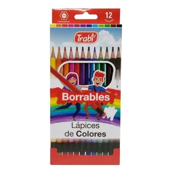 Producto - Lápices de colores borrables x12 TRABI